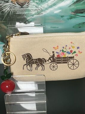 Coach Large Wristlet 19 Dreamy Veggie Horse & Carriage w/ Matching Radish Charm